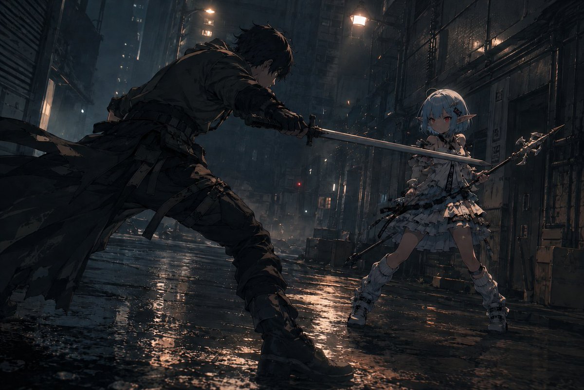 Rainy Alley Katana vs Spear Duel