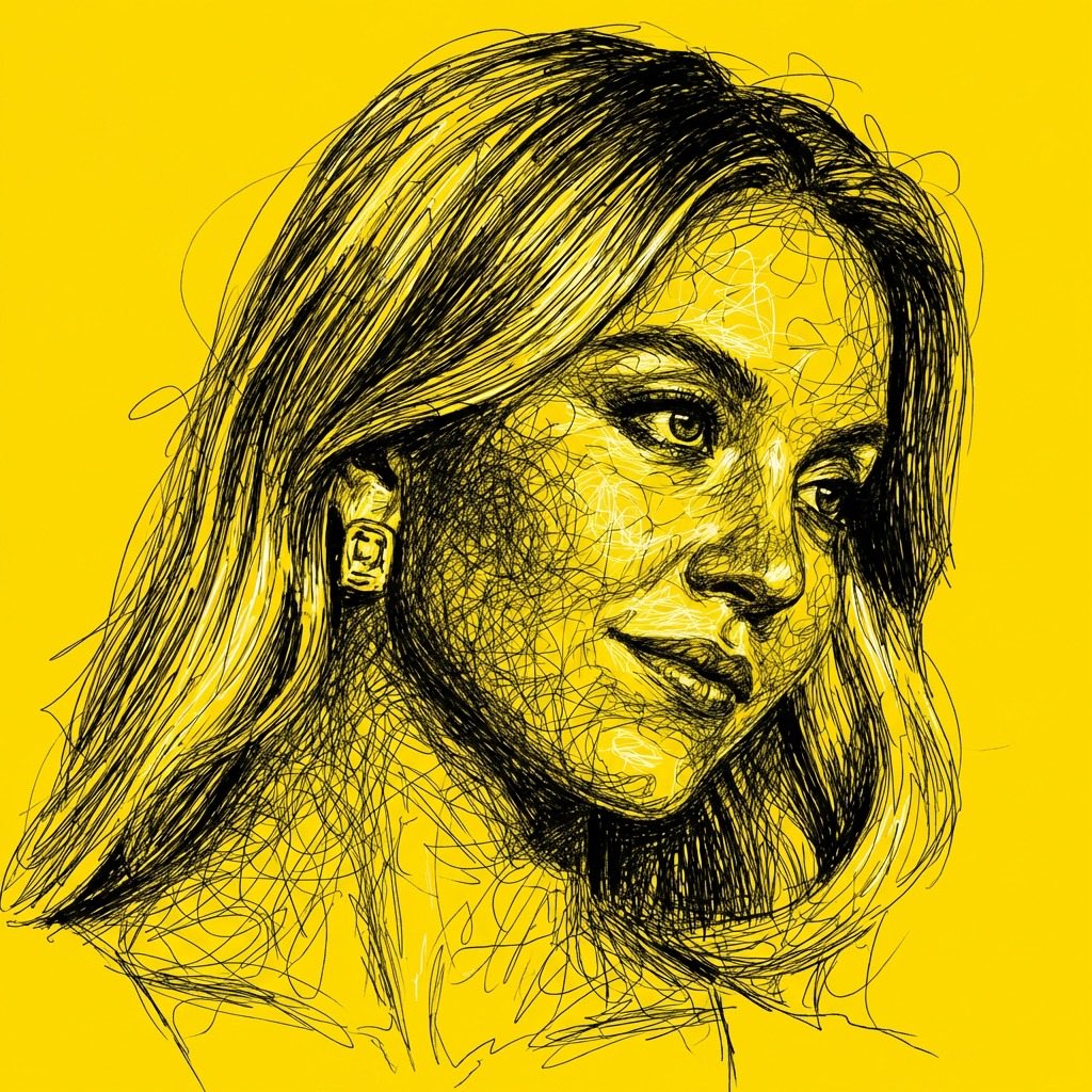 Scribble Art Portrait Yellow Background
