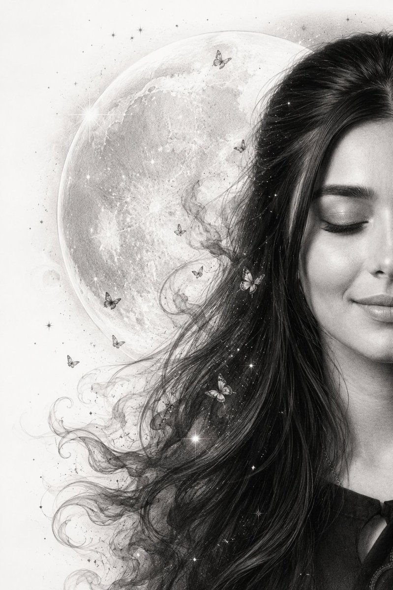 Ethereal Graphite Moon Portrait