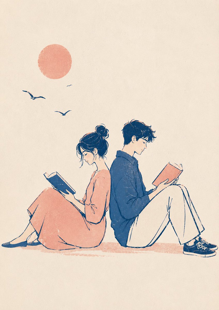 Back-to-Back Reading Couple