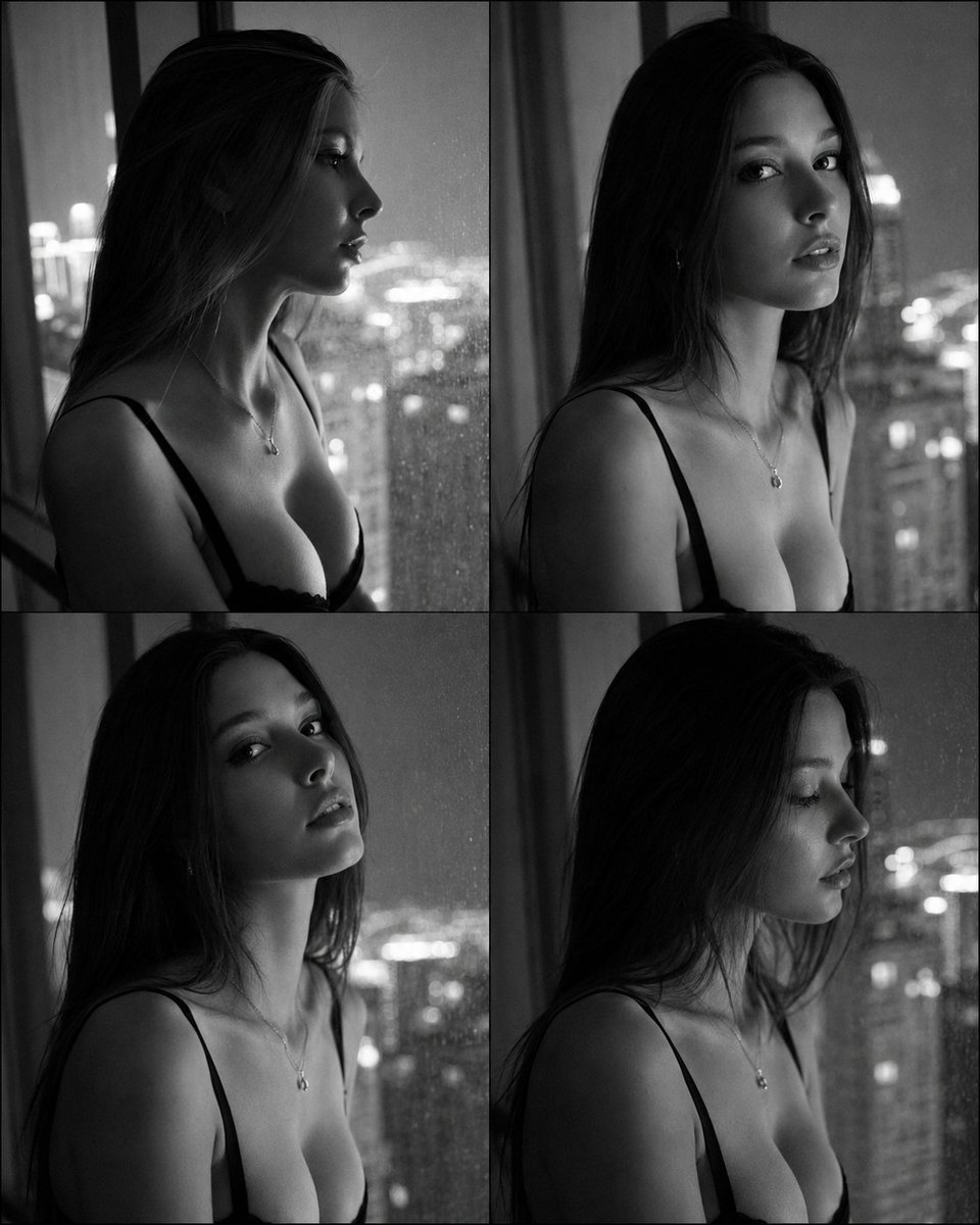 Monochrome Fashion Contact Sheet Portrait