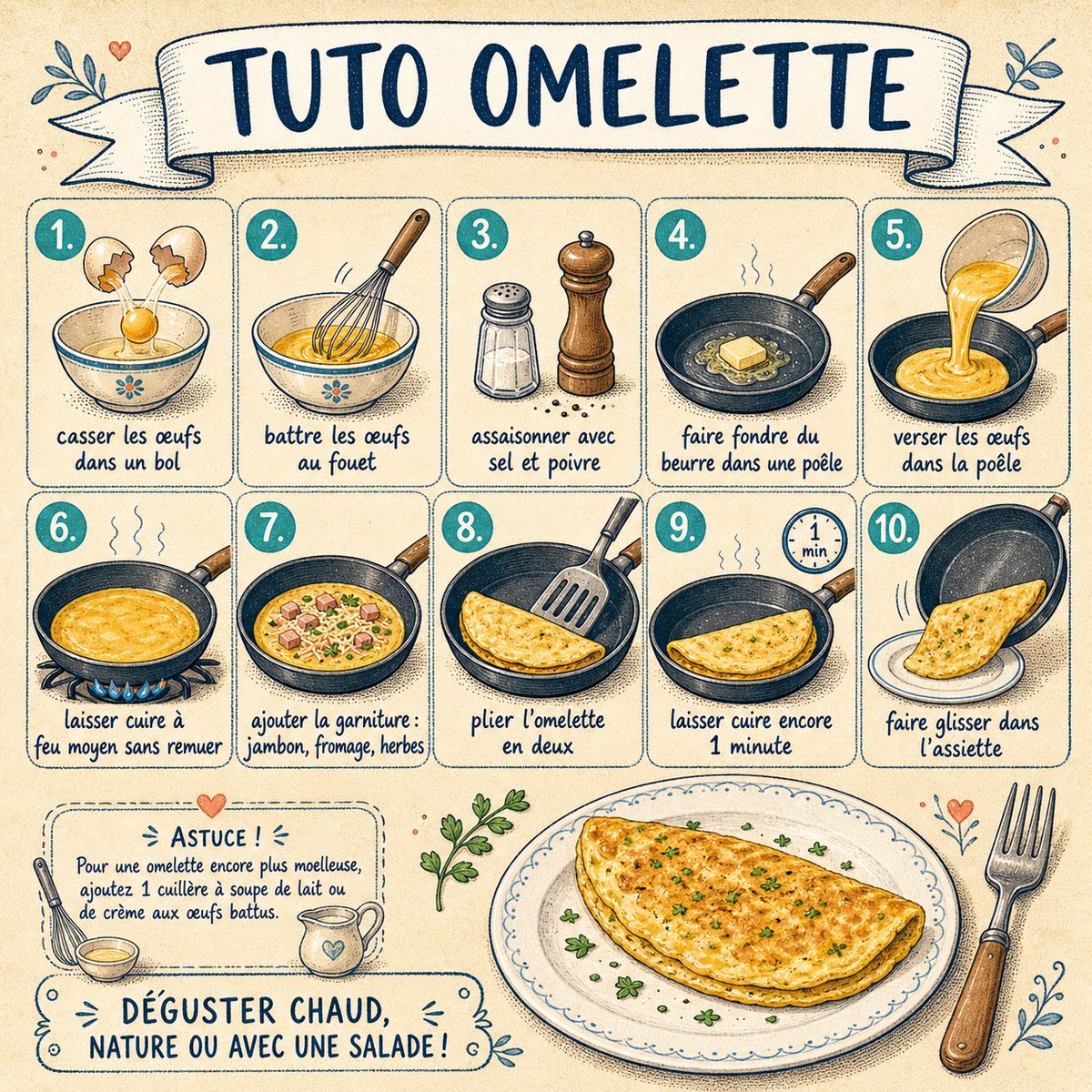 Vintage Omelette Cooking Tutorial