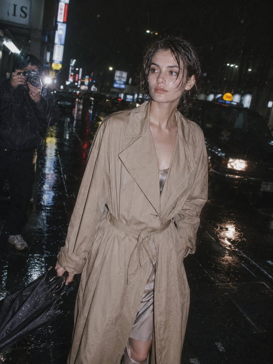 Cinematic Rainy Street Fashion