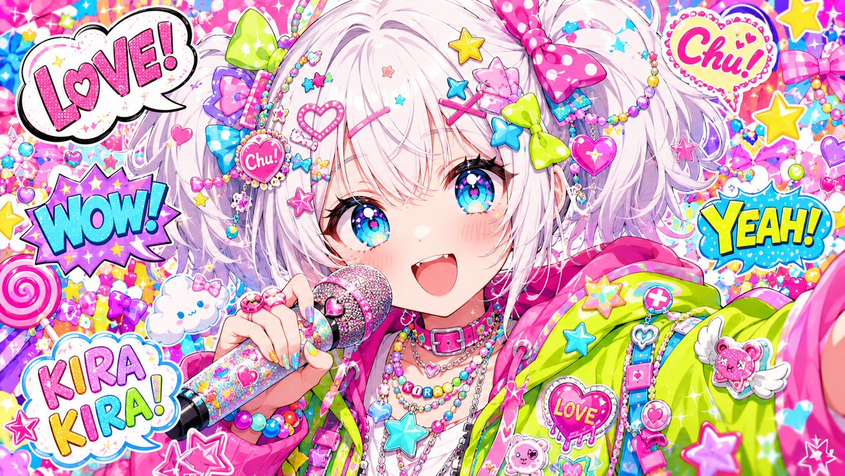 Neon Kawaii Anime Idol Portrait