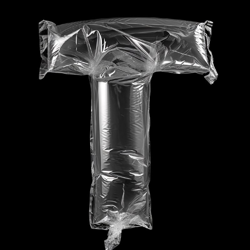 Letter T Made of Inflated Plastic Bag