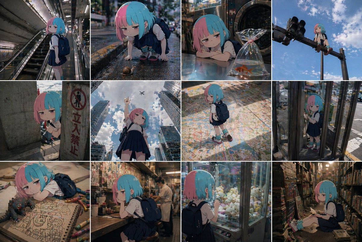 2D Anime Character Real World Grid