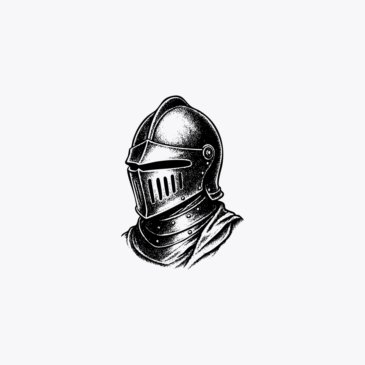 Medieval Knight Helmet Woodcut