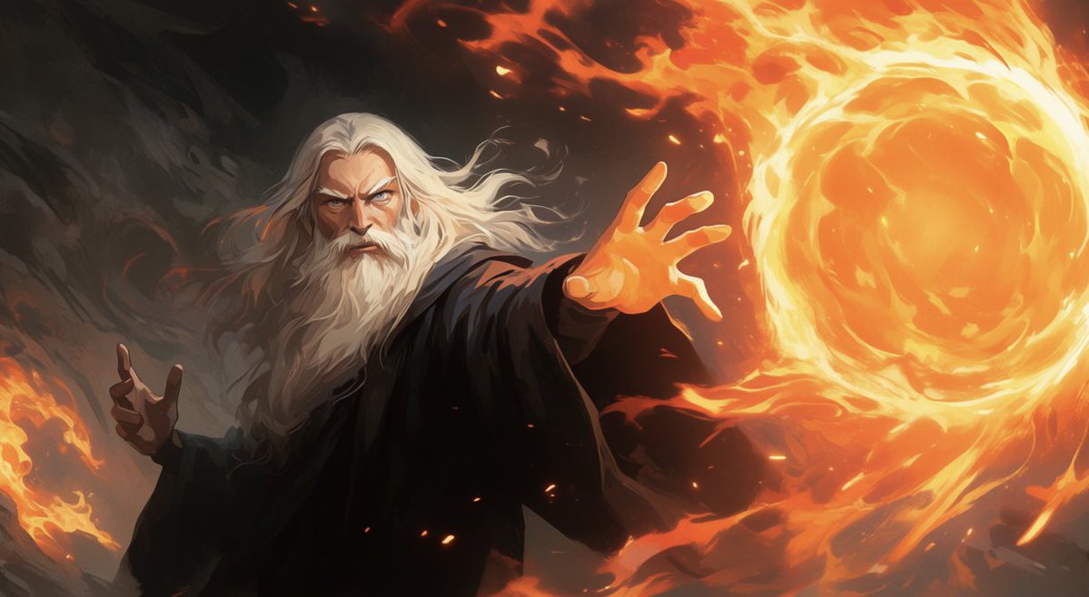 Elder Wizard Casting Fire Magic