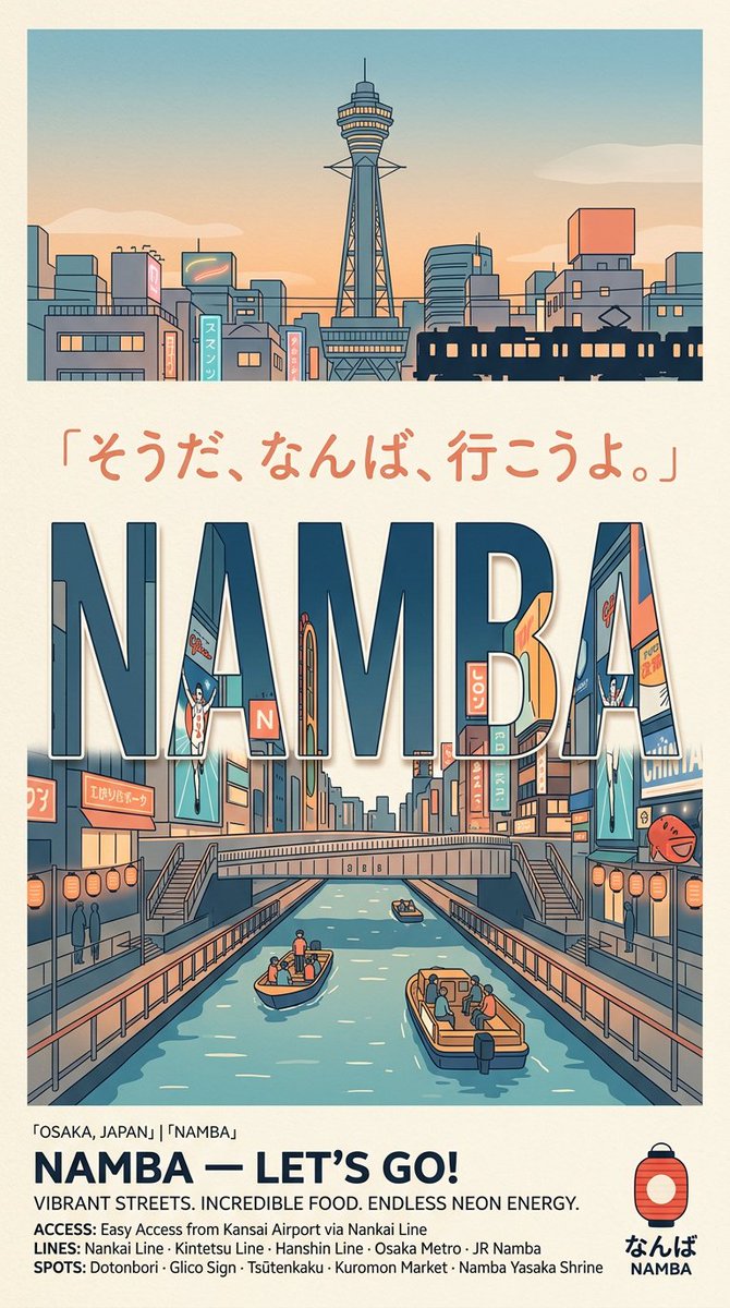 Retro Osaka Travel Poster Design