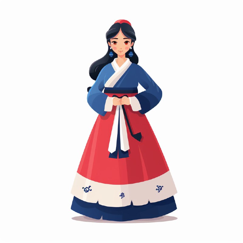 Korean Hanbok Flat Vector Illustration