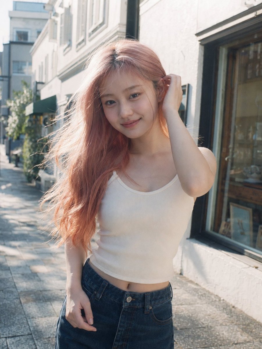 Sunlit Street Fashion Portrait