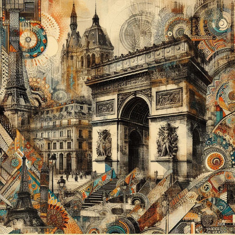 Zentangle Paris Cityscape Digital Collage
