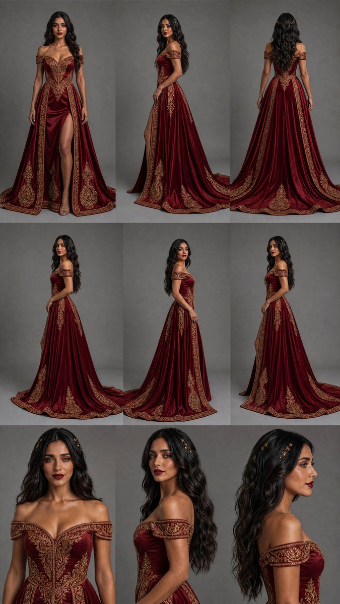 Burgundy Velvet Gown Design Sheet