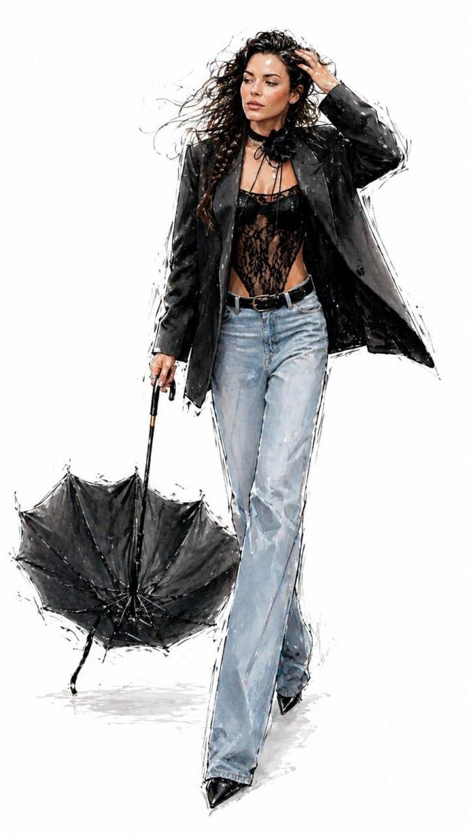Runway Fashion Sketch Illustration