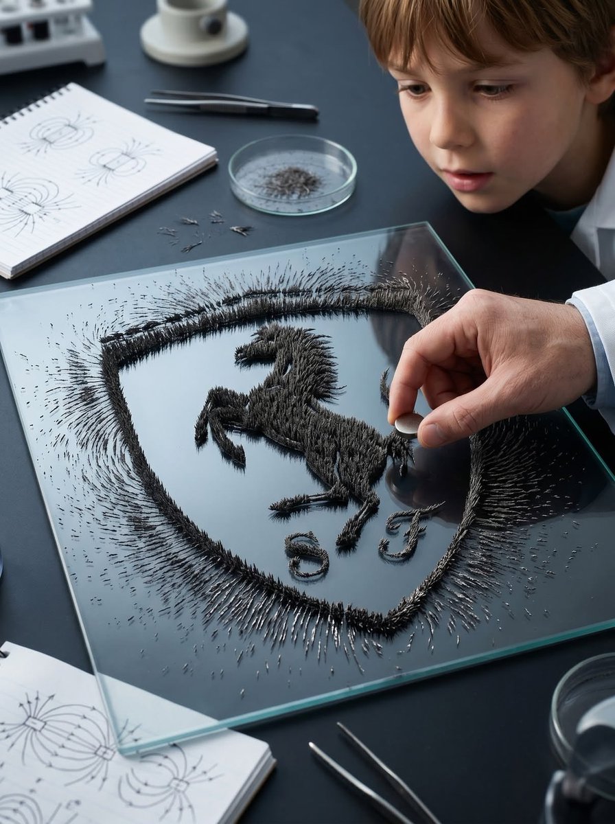 Magnetic Iron Filings Logo Formation