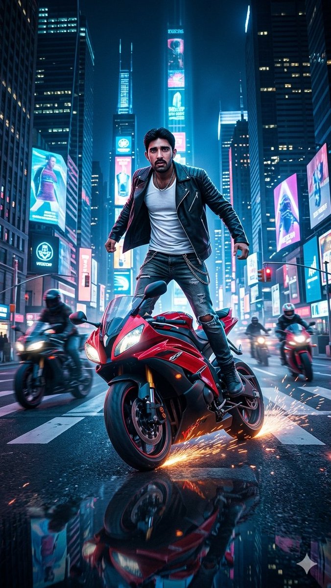 Neon Futuristic Biker Stunt Night