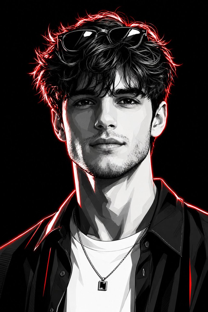 Neon Monochrome Vector Portrait Art