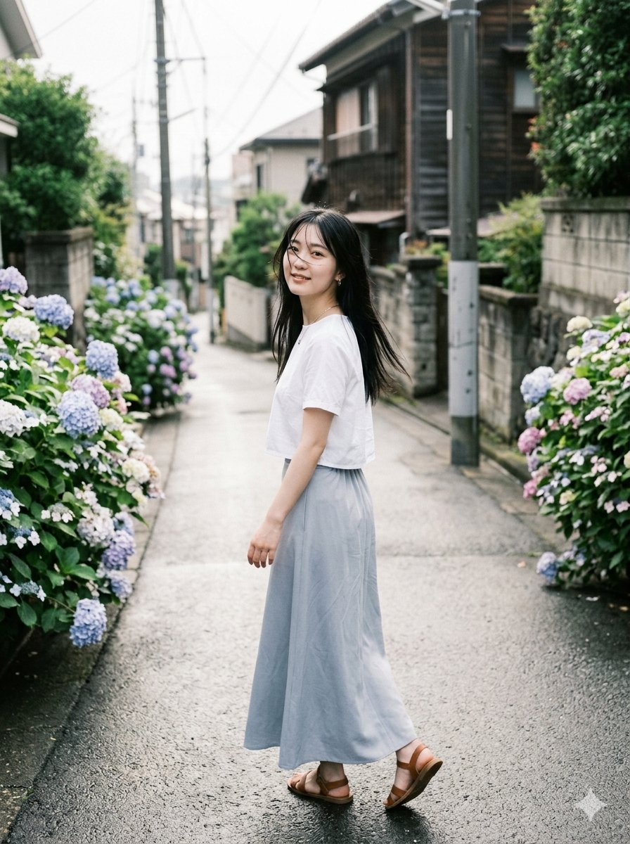 Rainy Hydrangea Alley Portrait