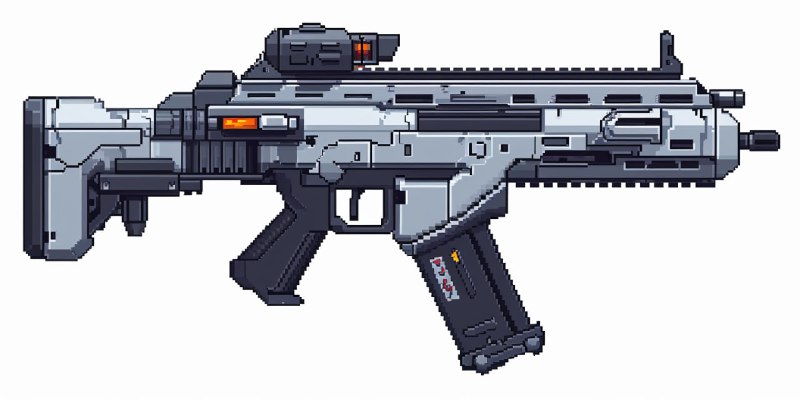 Pixel Art Sci-Fi Rifle in Grey and White