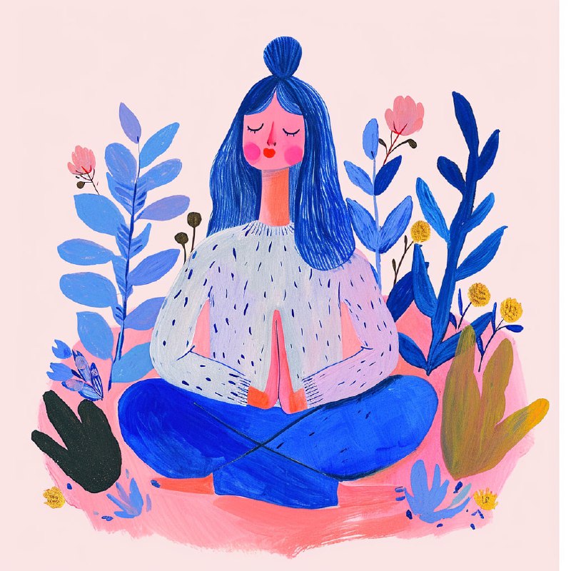 Woman in Yoga Pose Pastel Kawaii Gouache