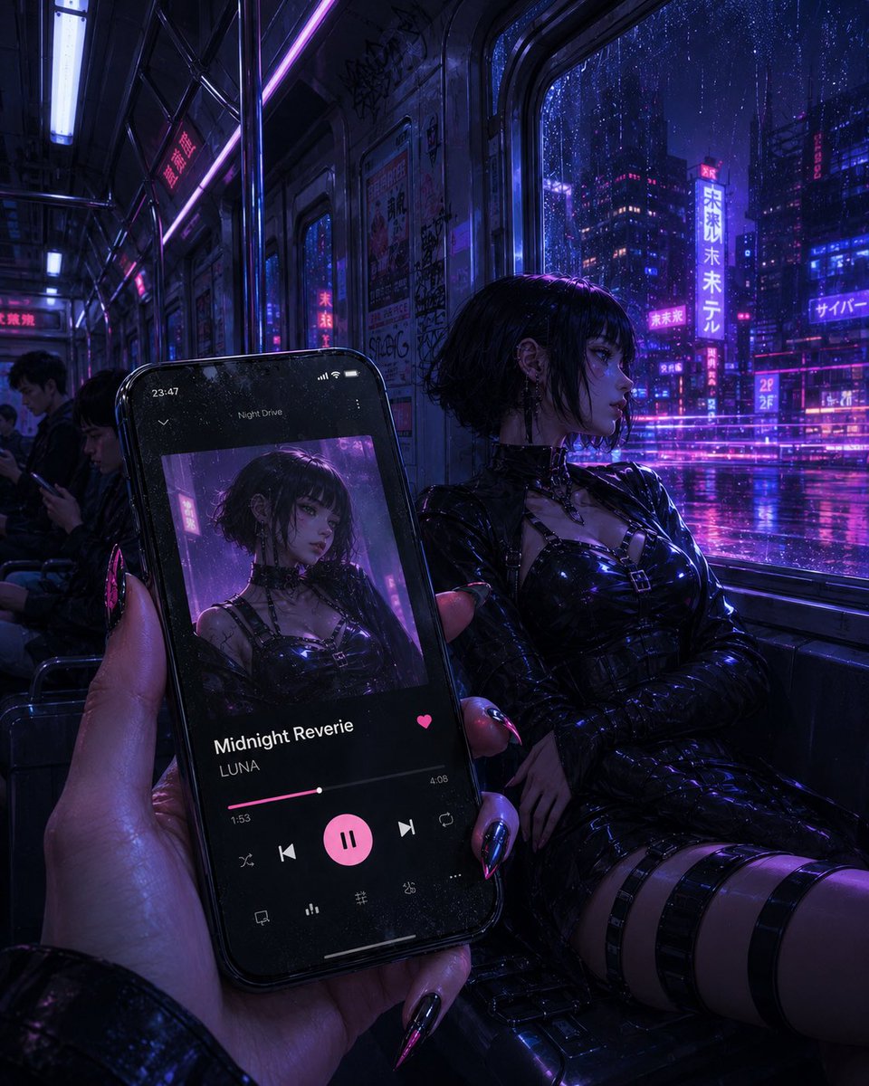 Cyberpunk Rainy Subway Night