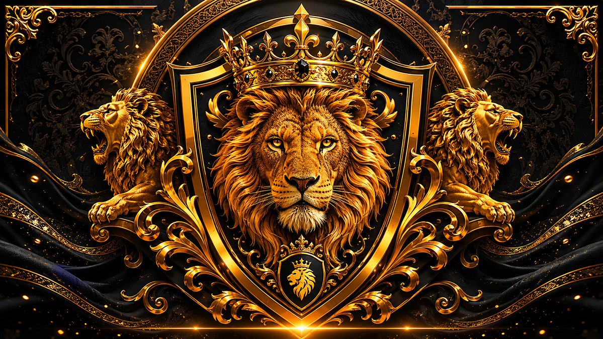 Luxury Lion Heraldic Emblem Wallpaper