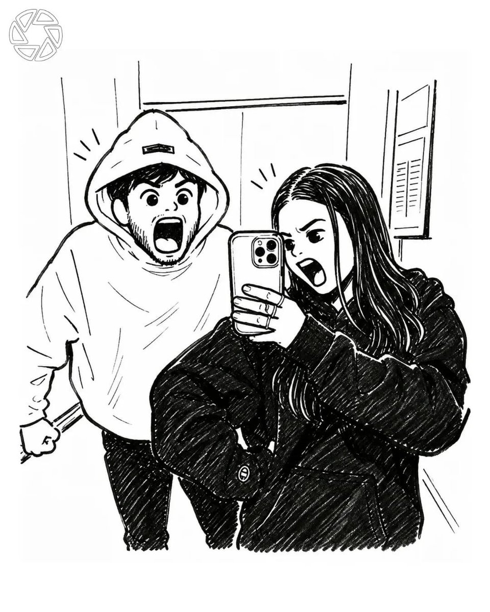 Manga Elevator Selfie Illustration