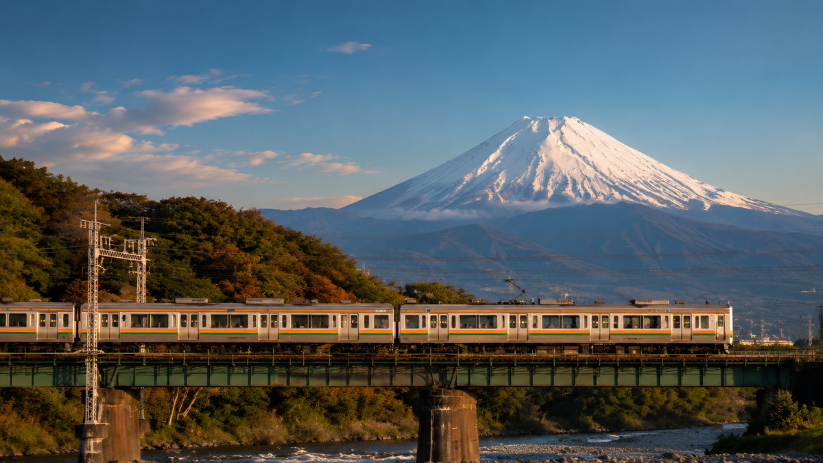Mount Fuji Train Sunset