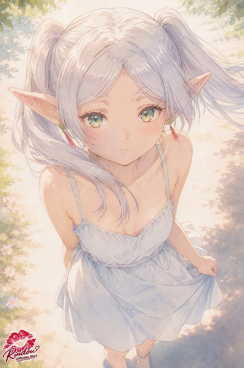Shy Elf Girl Garden Stroll