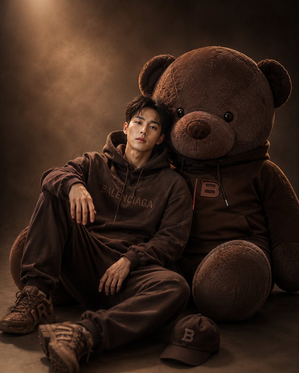 Cinematic Solitude With Giant Teddy Bear