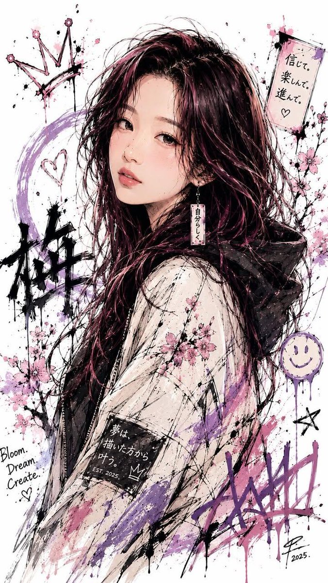Ink Pastel Girl Portrait
