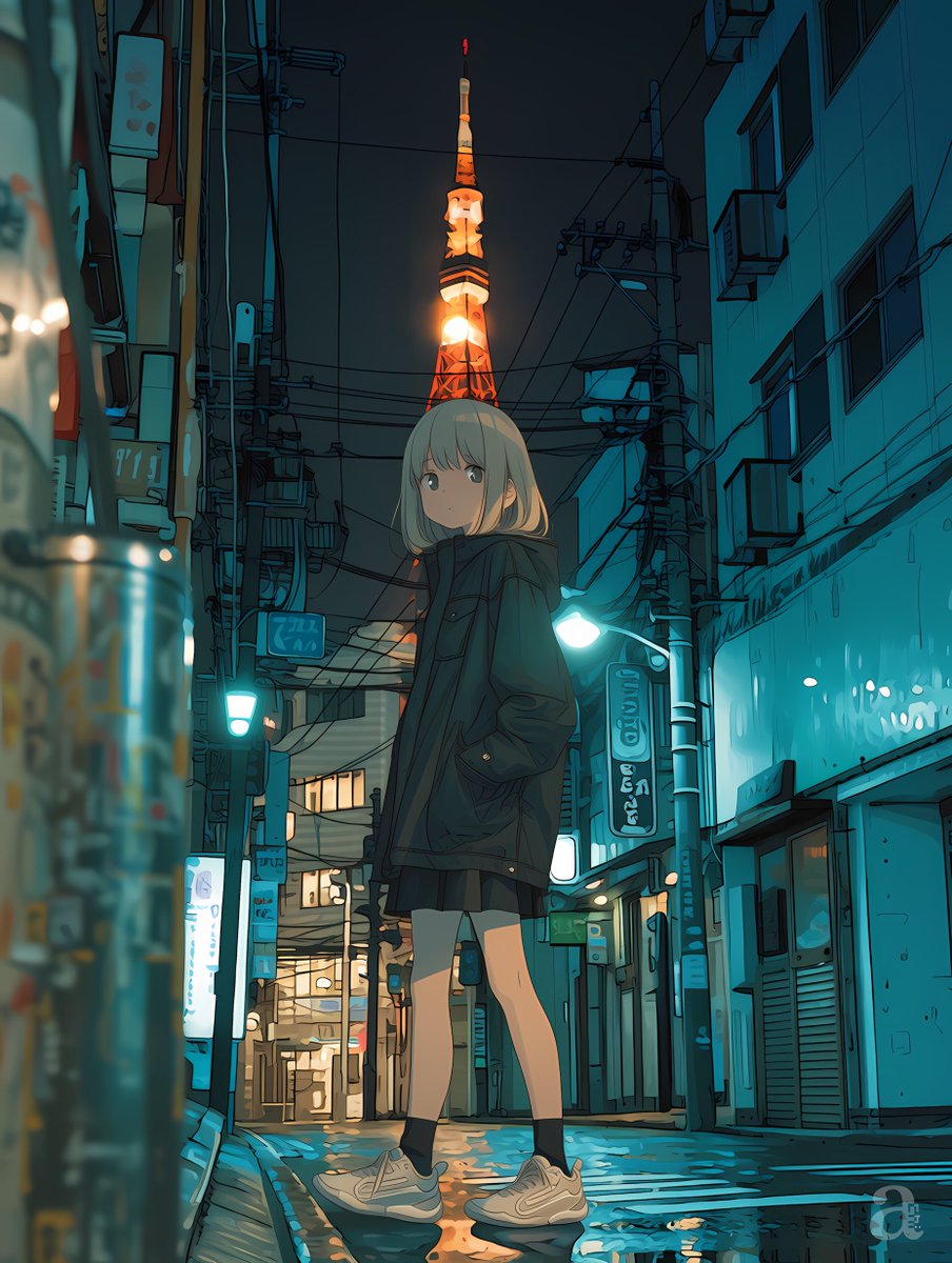 Anime Girl in Tokyo Alley