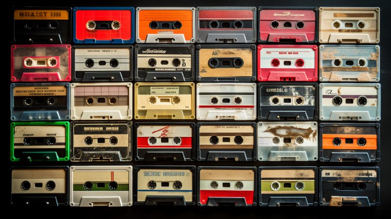 Assorted Used Vintage Audio Cassettes in High Resolution