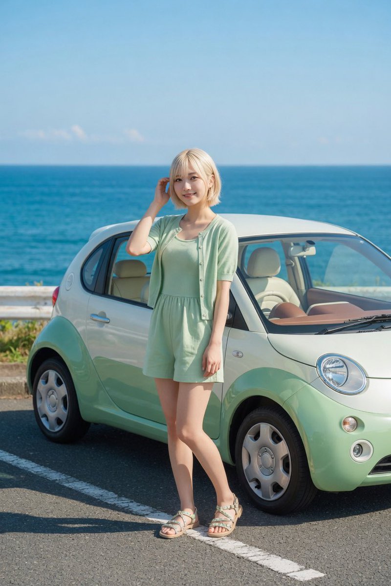 Coastal Kawaii Car Girl