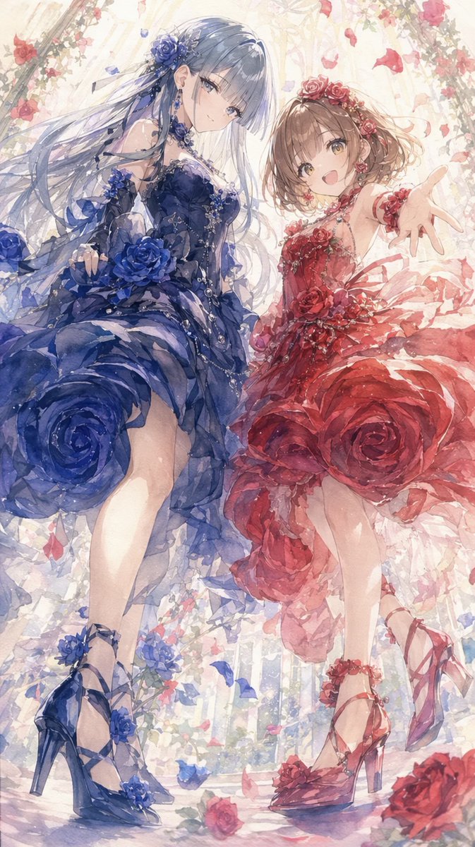 Anime Rose Garden Duo Watercolor