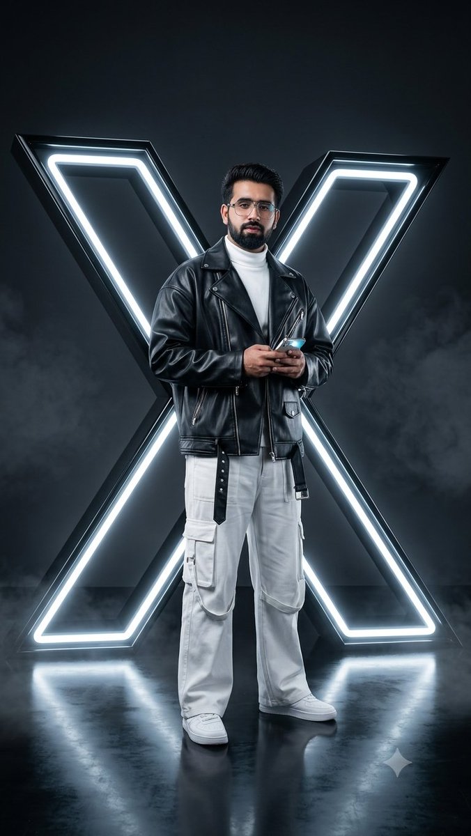 Cyberpunk Portrait Inside Glowing X Logo