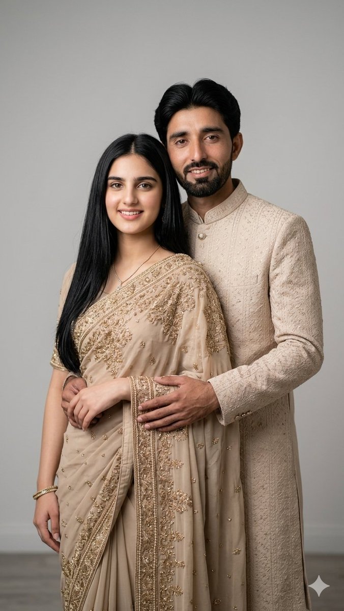 Beige Traditional Couple Wedding Portrait