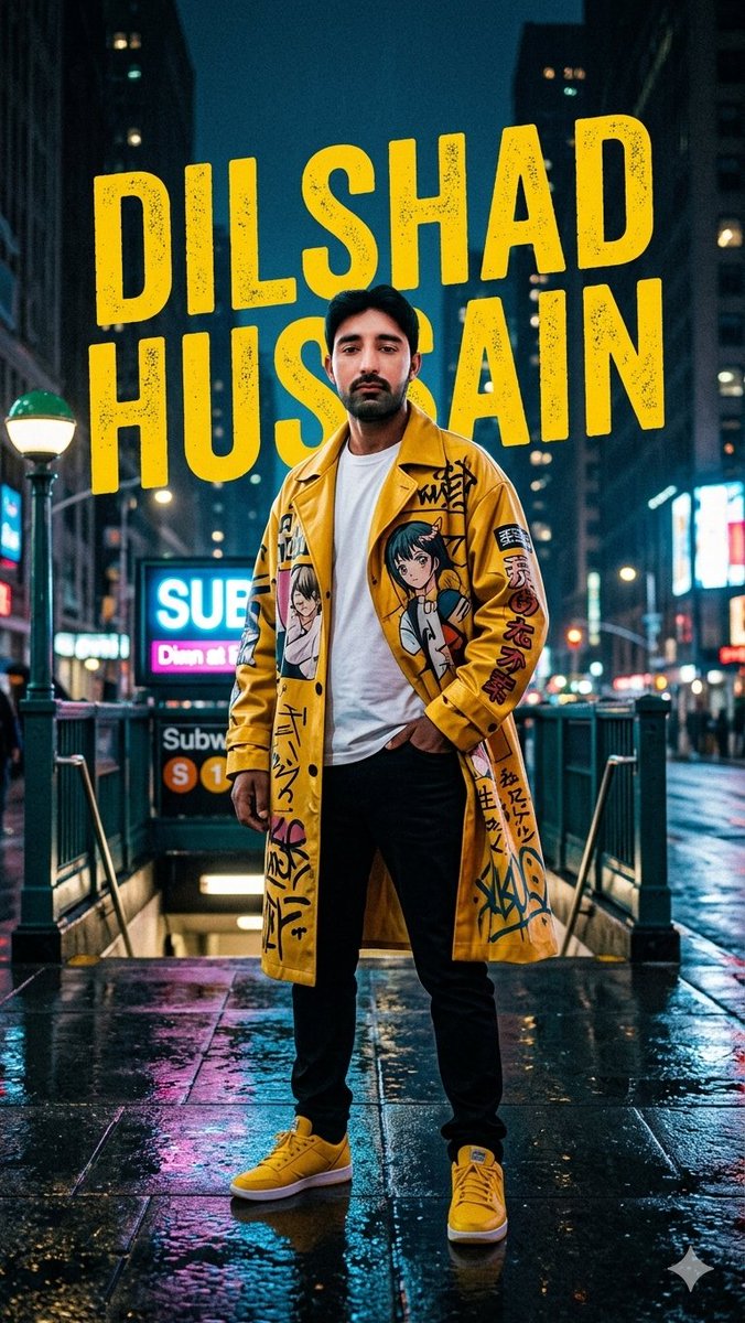 Neon Rain Night Yellow Coat Portrait