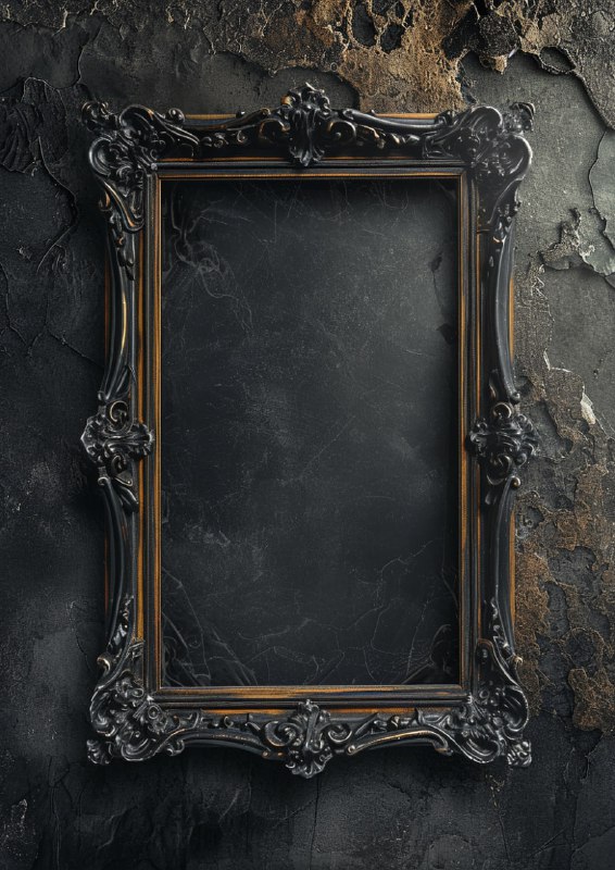 Empty Vertical Rococo Frame Mockup in Dark Tones