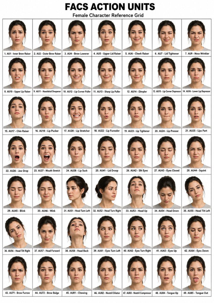 FACS Facial Expression Reference Grid