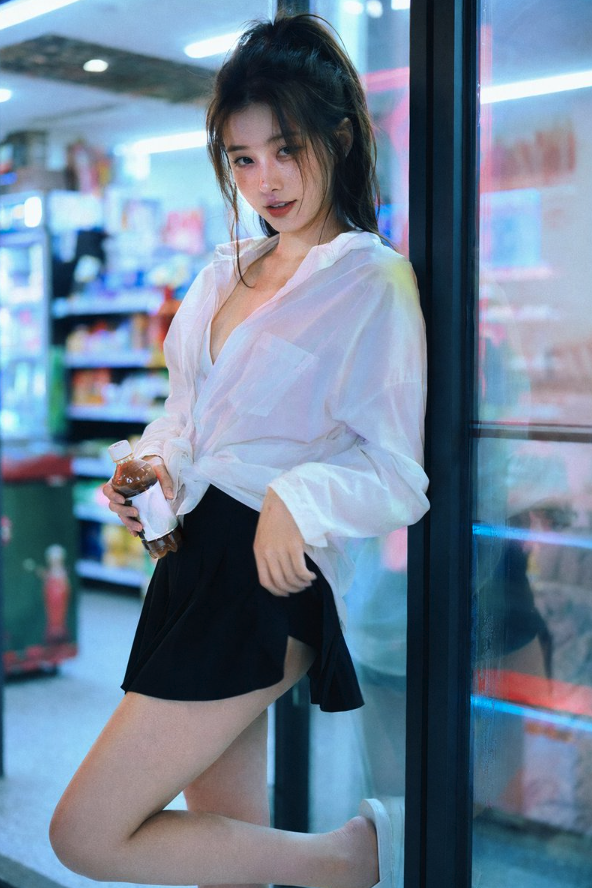 Cinematic Convenience Store Night Portrait