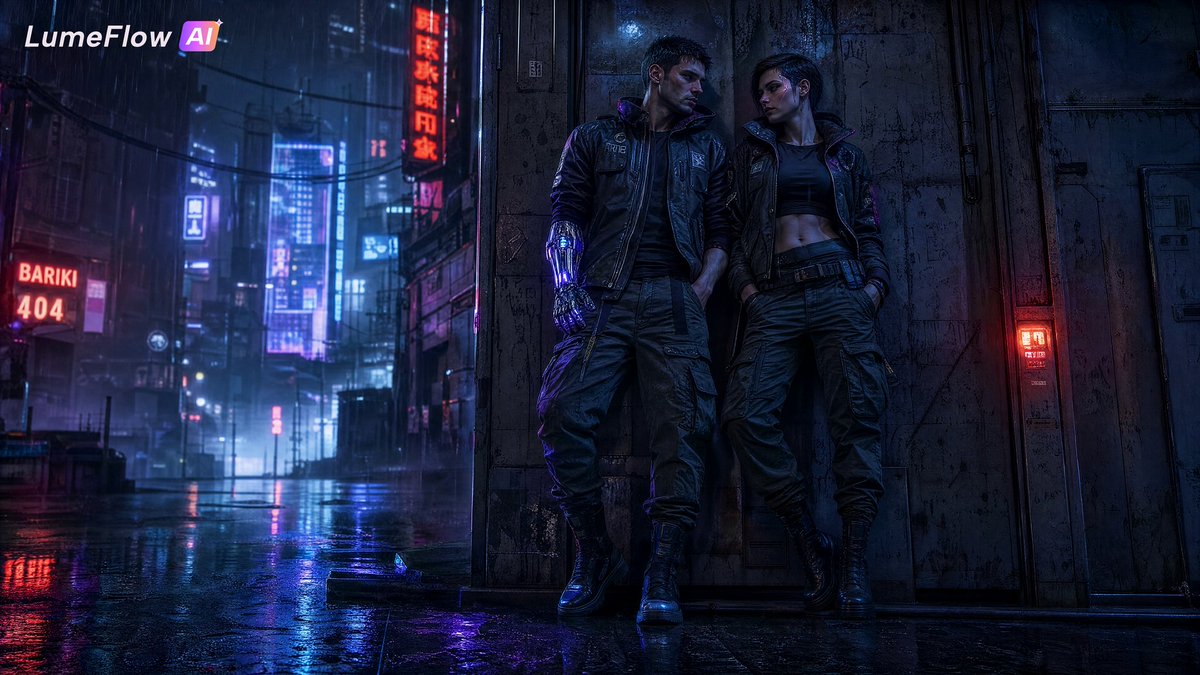 Neon Rain Cyberpunk Lovers