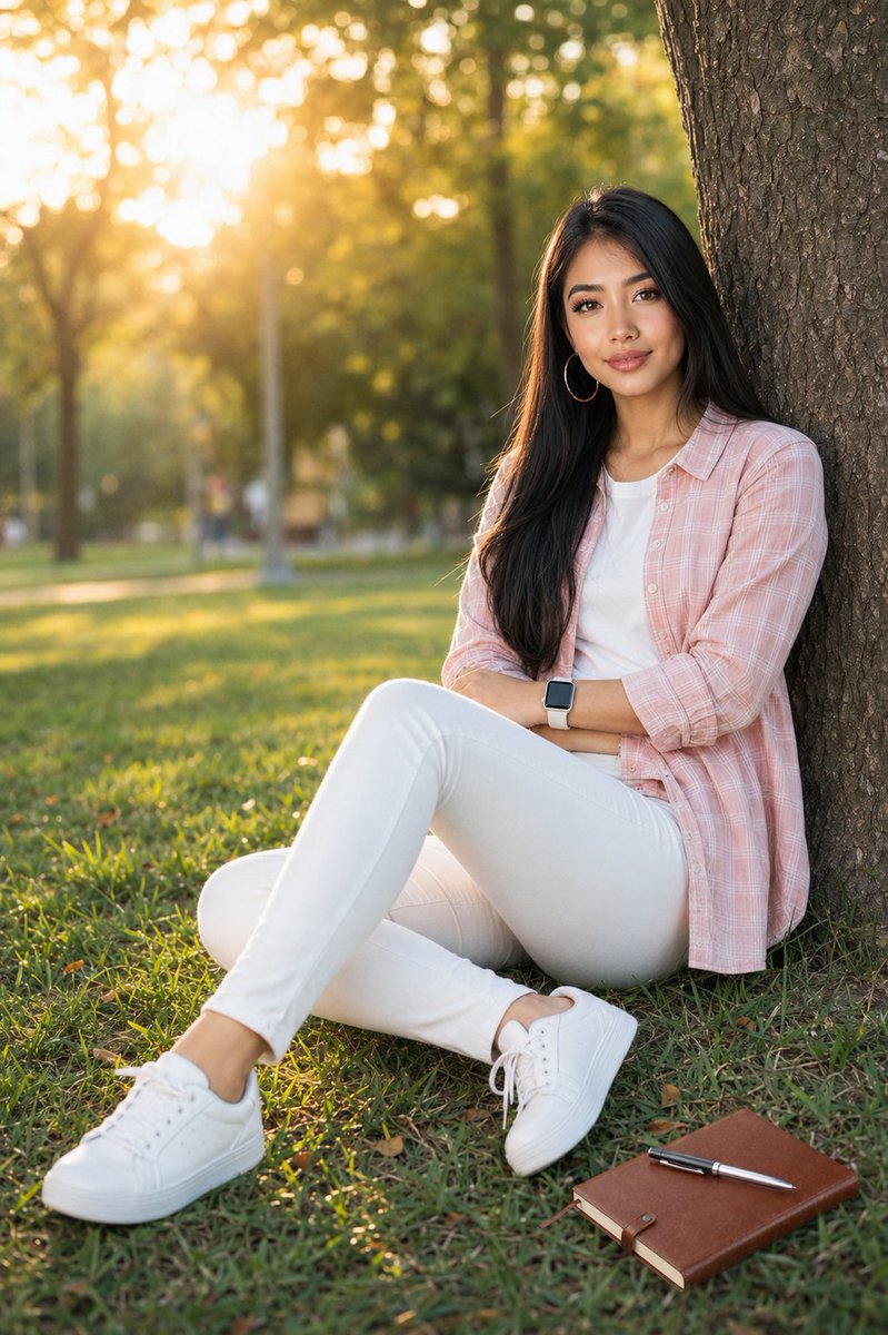 Golden Hour Park Portrait Smile