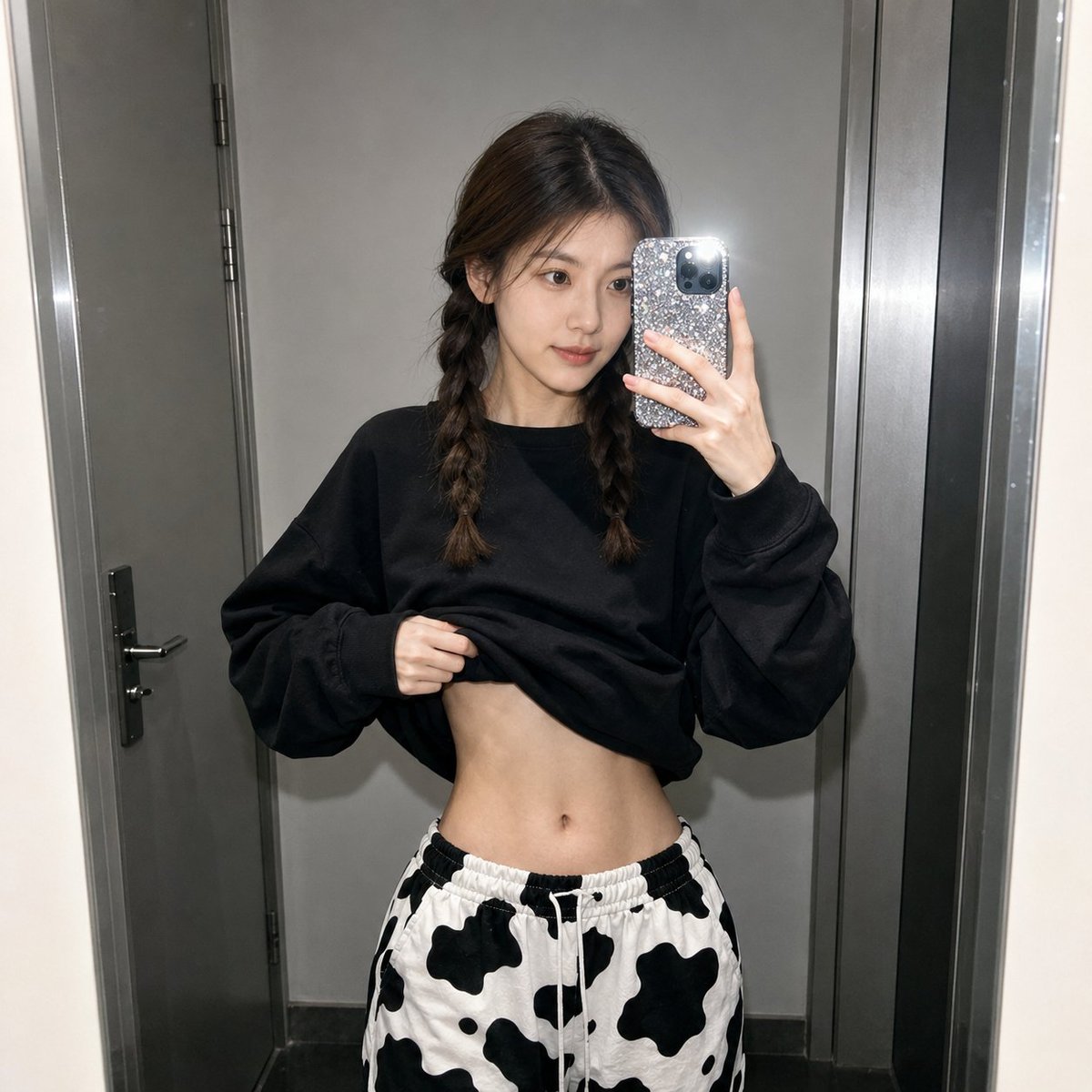 Realistic Raw Flash Mirror Selfie