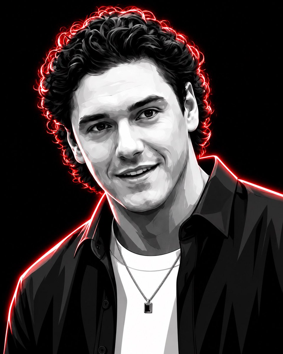 Neon Monochrome Vector Portrait