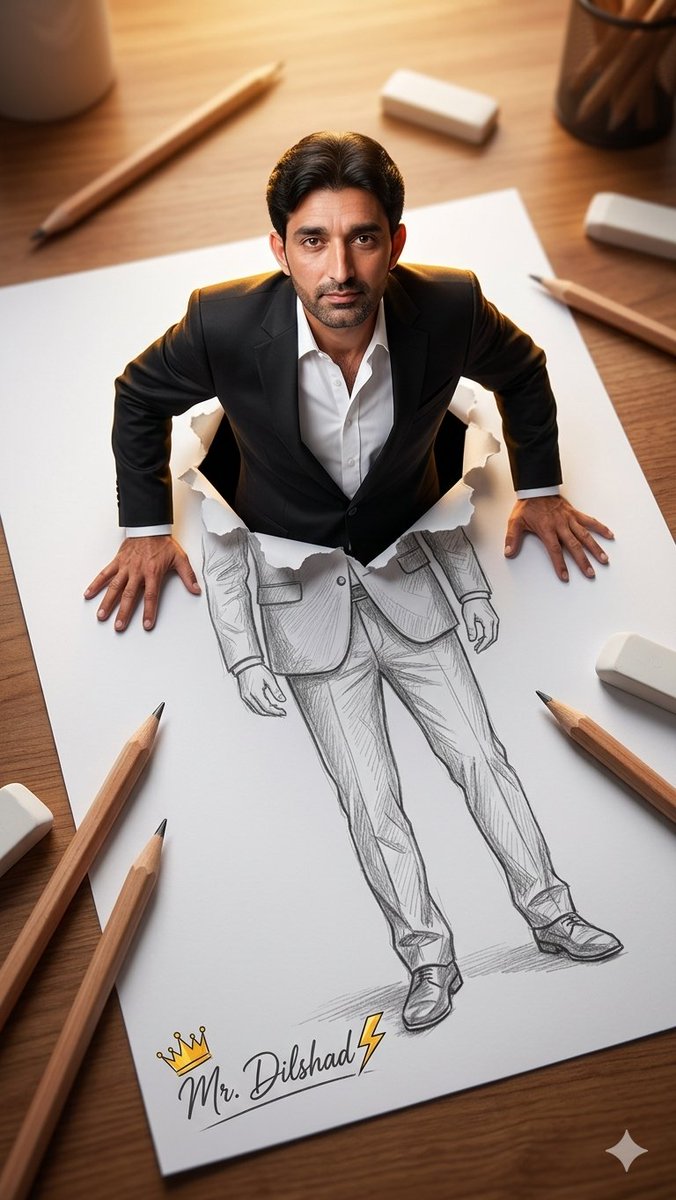 Man Emerging From Sketch Illusion