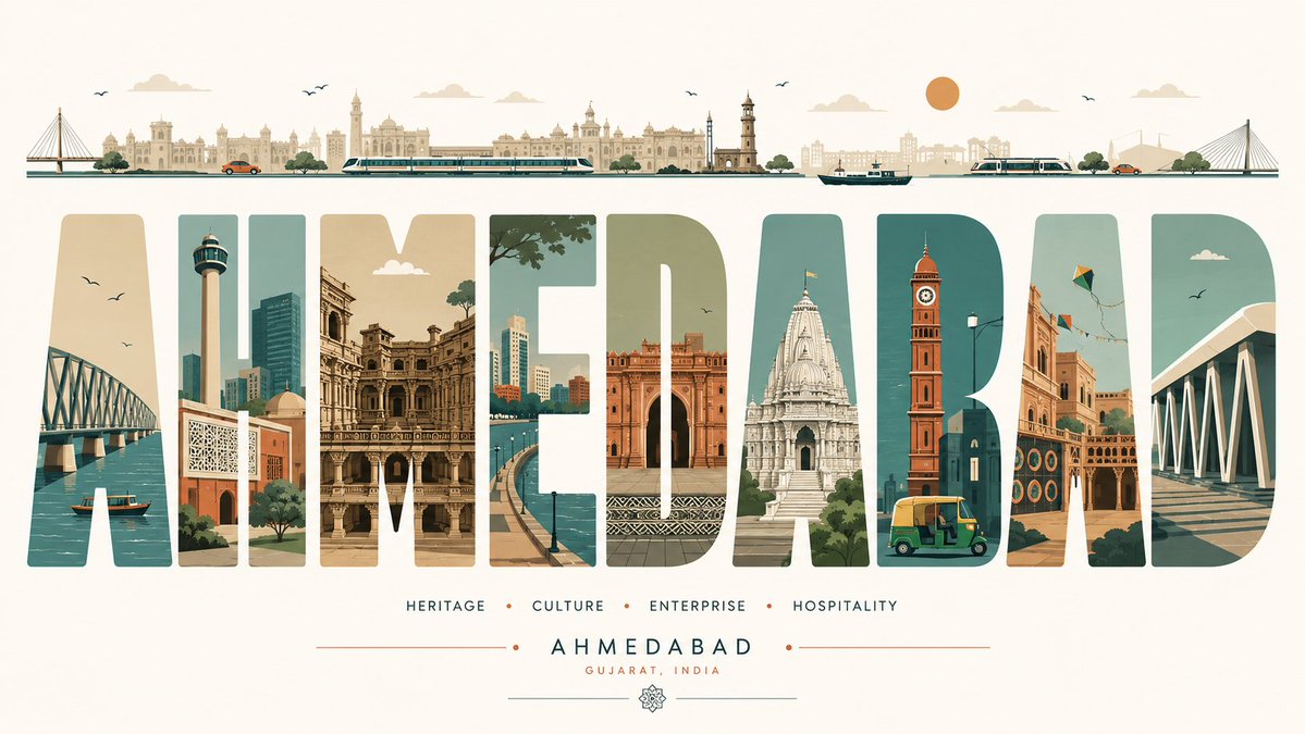 Ahmedabad Letterform Travel Poster