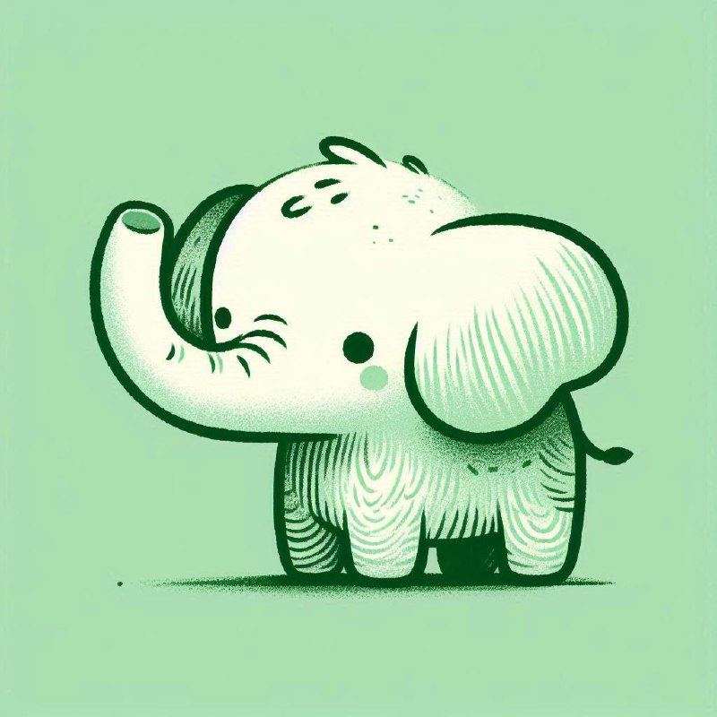 Minimalist Elephant Drawing on Bright Green Background