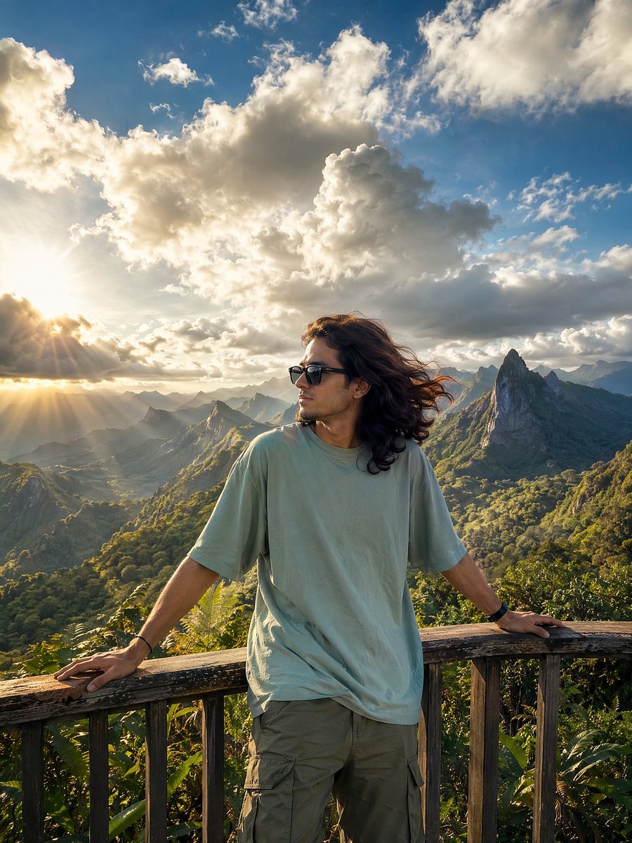 Cinematic Mountain Valley Travel Portrait