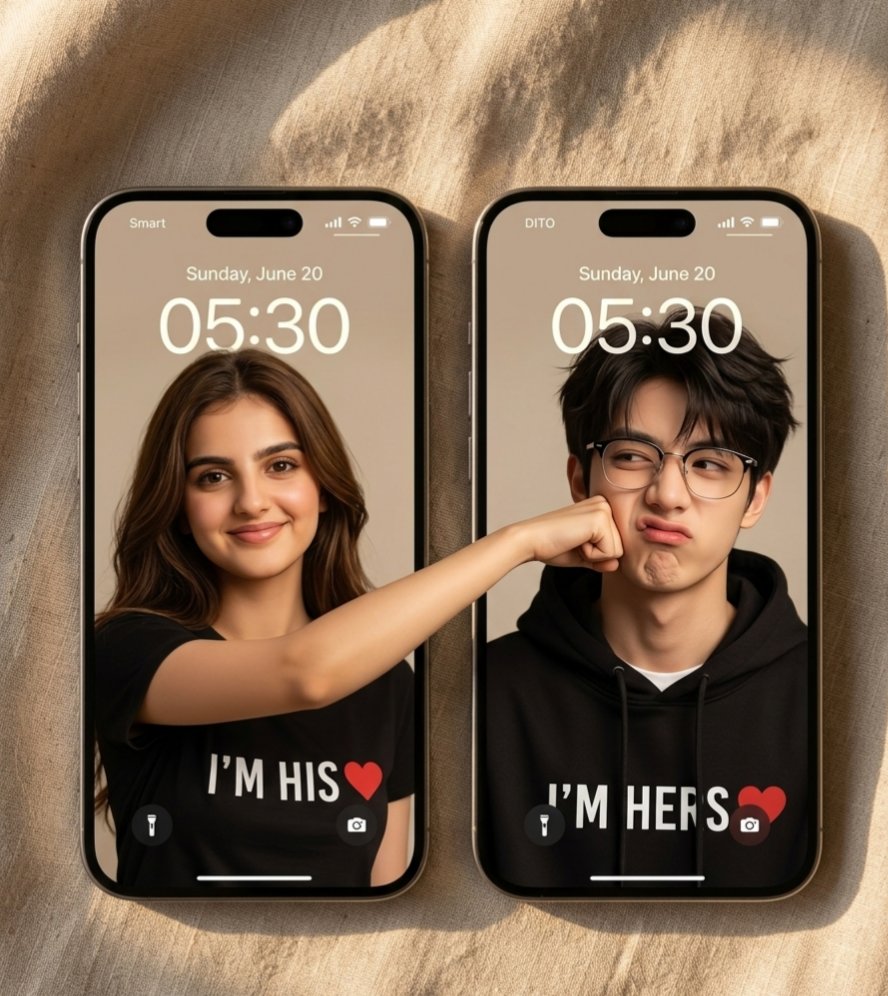 Couple Cross-Screen iPhone Wallpaper